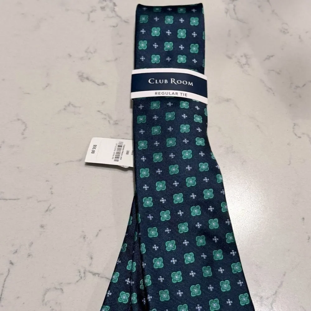 Club Room Men's Classic Geo Neat Tie Green OS, men’s tie